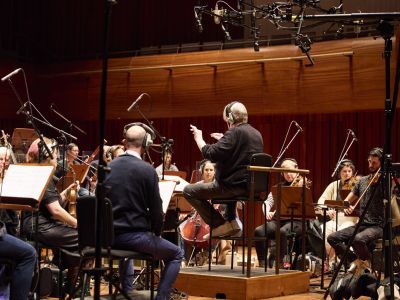 Session orchestra performing on stage